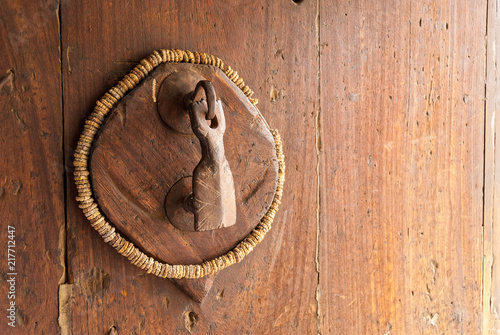 Old knocker on wooden door in Sanaa, Yemen