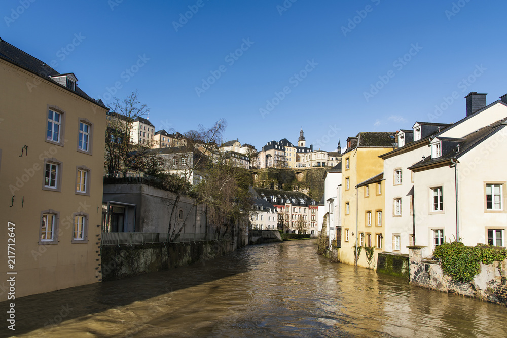 Alzette River and Grund Quarter in Luxembourg City