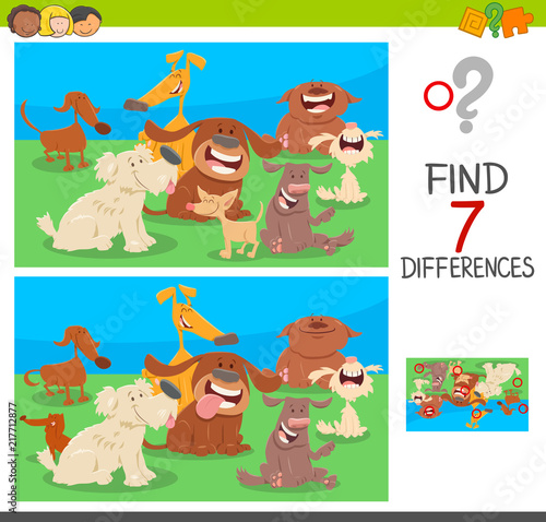 find differences game with dog characters