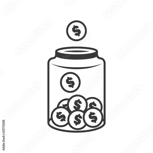 Charity  icon. Сoins in the bank as a symbol of charity
