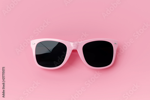 Sunglasses on pastel pink background. summer concept. 3d rendering