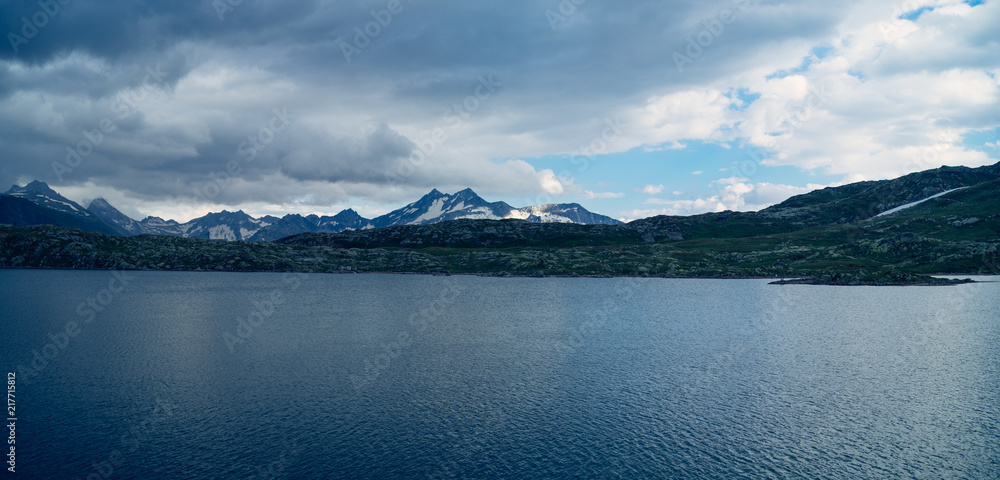 Aerial view of Totensee lake on the top of the Montains. Grimselpass, Switzerland Aerial view of Totensee lake on the top of the Montains. Grimselpass, Switzerland