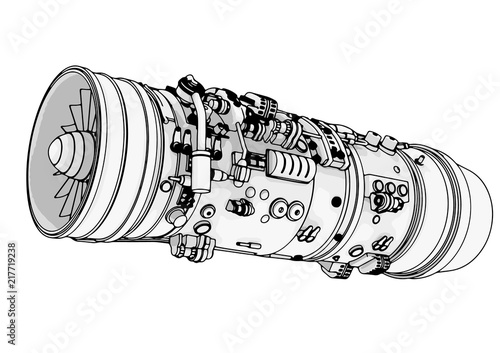 sketch of aircraft engine vector