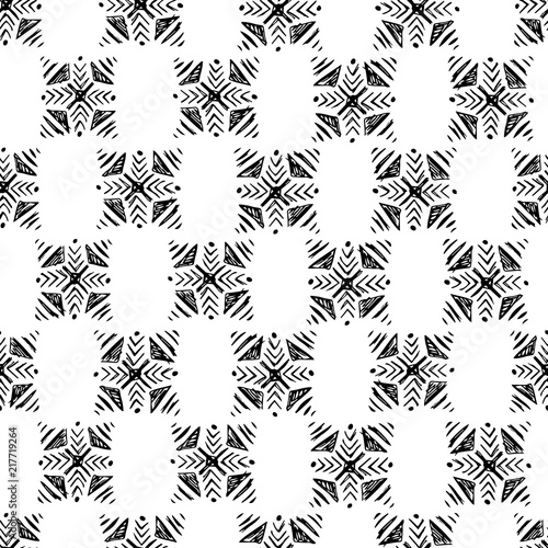 hand drawn monohrome seamless vector pattern