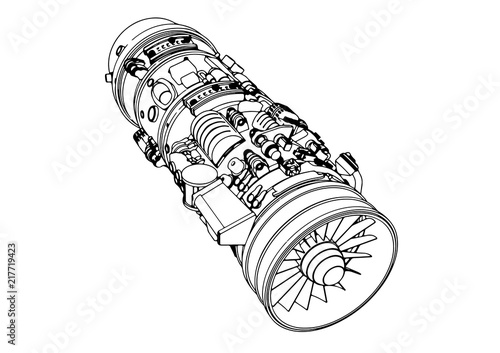 sketch of aircraft engine vector