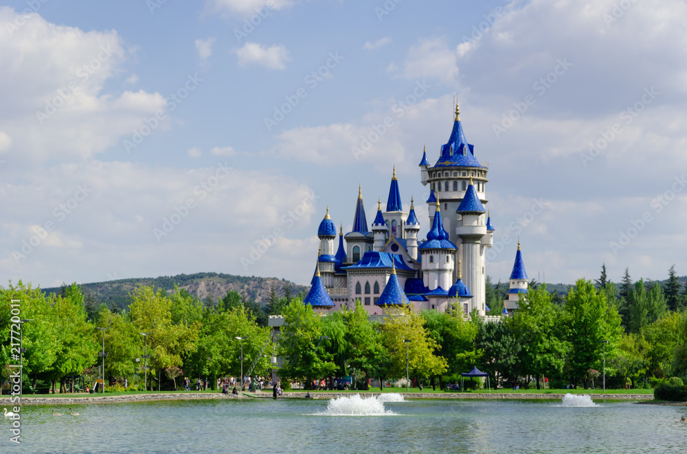 Fairytale castle in Sazova Park, Eskisehir.Turkey