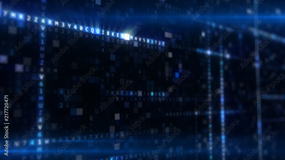 Abstract blue futuristic background of information technology hexadecimal digital data code 3d illustration Abstract blue futuristic background of information technology hexadecimal digital data code 3d illustration