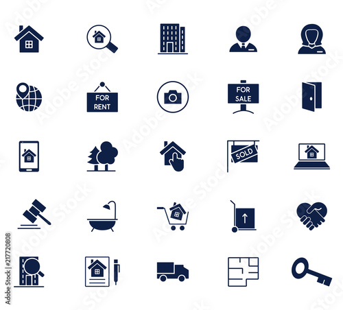 real estate glyph icon set , designed for web and app