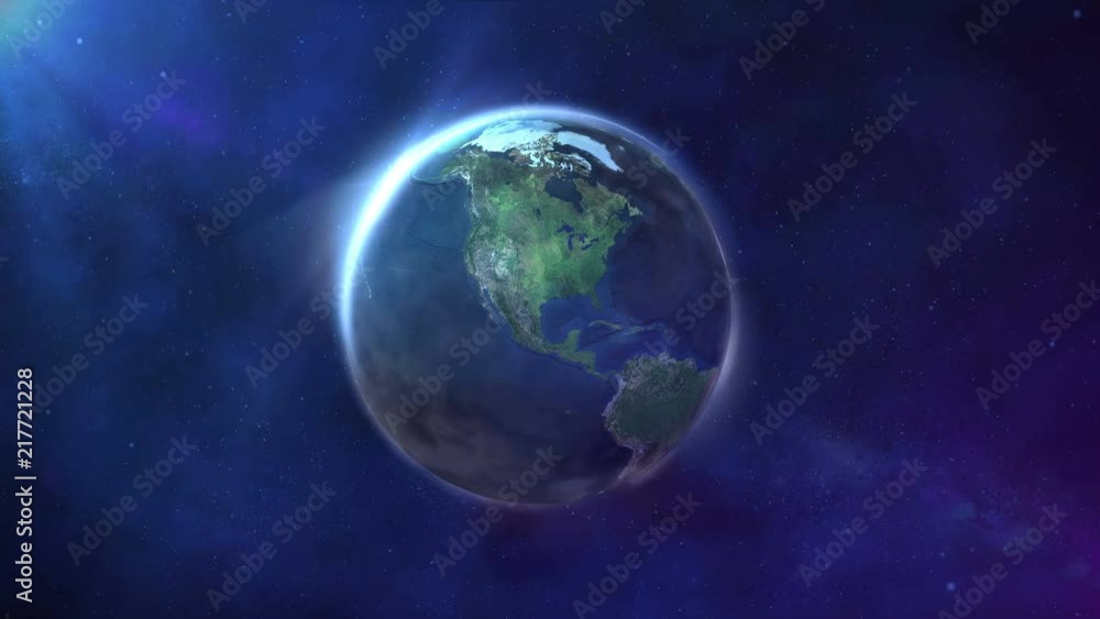 The camera is approaching a rotating planet The camera is approaching a rotating planet