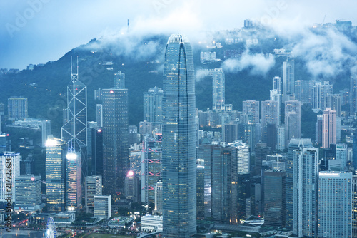Skyline of Hong Kong city in mist