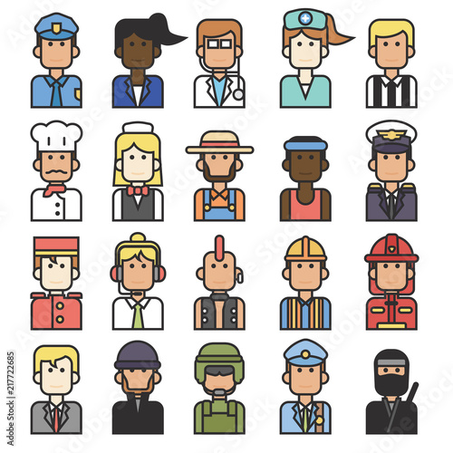 People icon with their work and profession