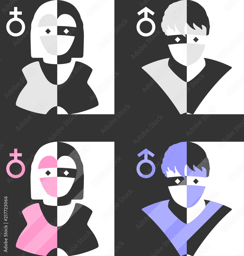Men and women user avatar profile symbol. Vector icons Men and women user avatar profile symbol. Vector icons
