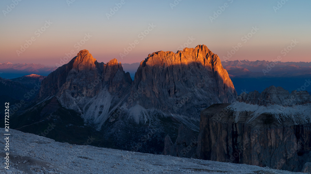Dolomites mountains  brightsunrise