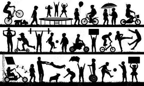 Children playing outdoor silhouette