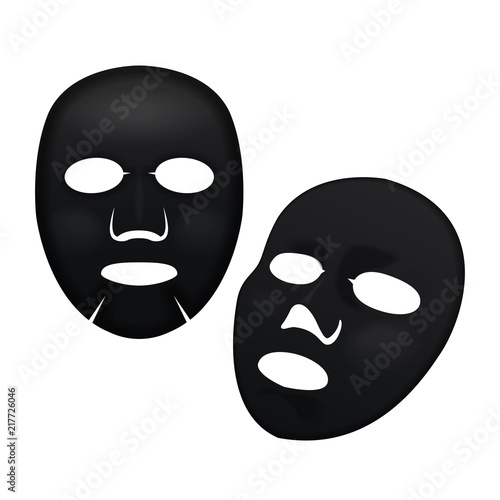 Vector realistic black facial cosmetic sheet mask