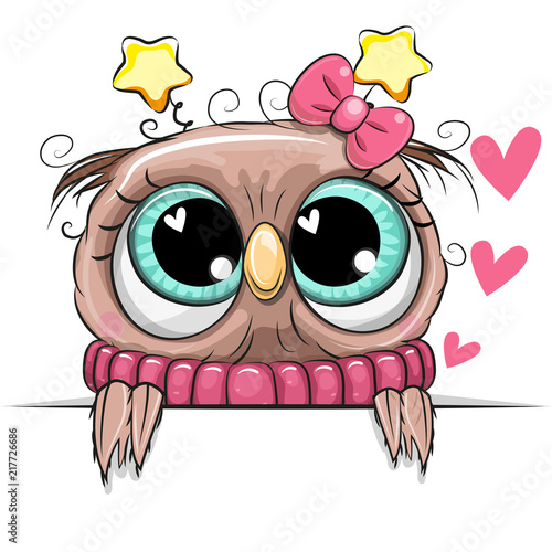 Cartoon Owl is holding a placard