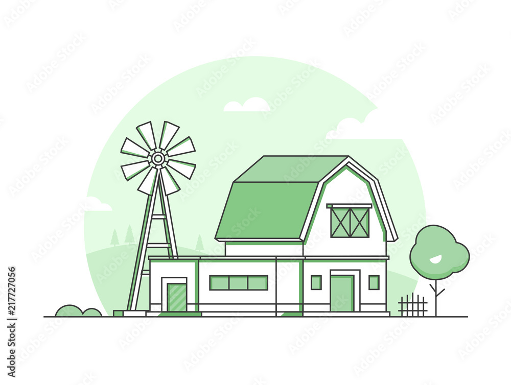 Country life - modern thin line design style vector illustration Country life - modern thin line design style vector illustration