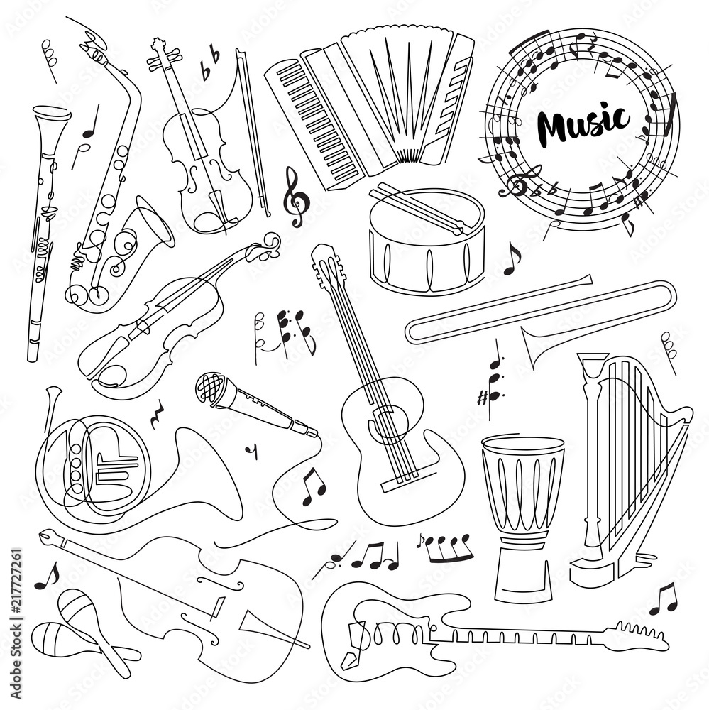 Line Drawings Of Musical Instruments High-Res Vector Graphic - Getty Images-vachngandaiphat.com.vn