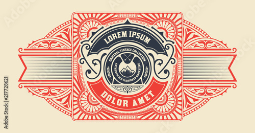 Antique label with floral details