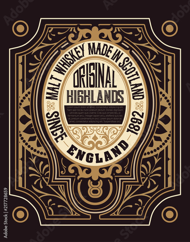 Retro whiskey label. Vector