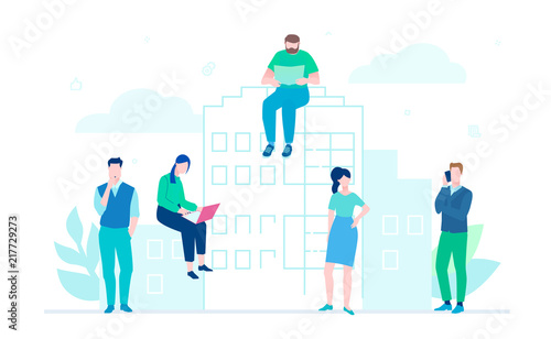 Office life - flat design style colorful illustration