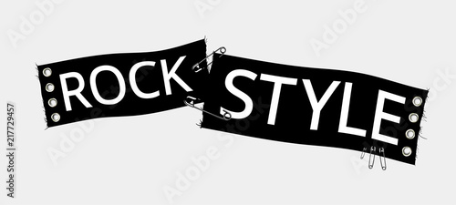 Rock style torn textile sign.