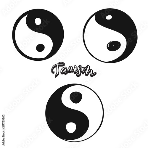 Set of hand-drawn Taoism symbols