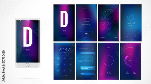 Modern UI screen design for mobile app with web icons.