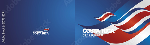 Independence Day Costa Rica flag ribbon two fold landscape background