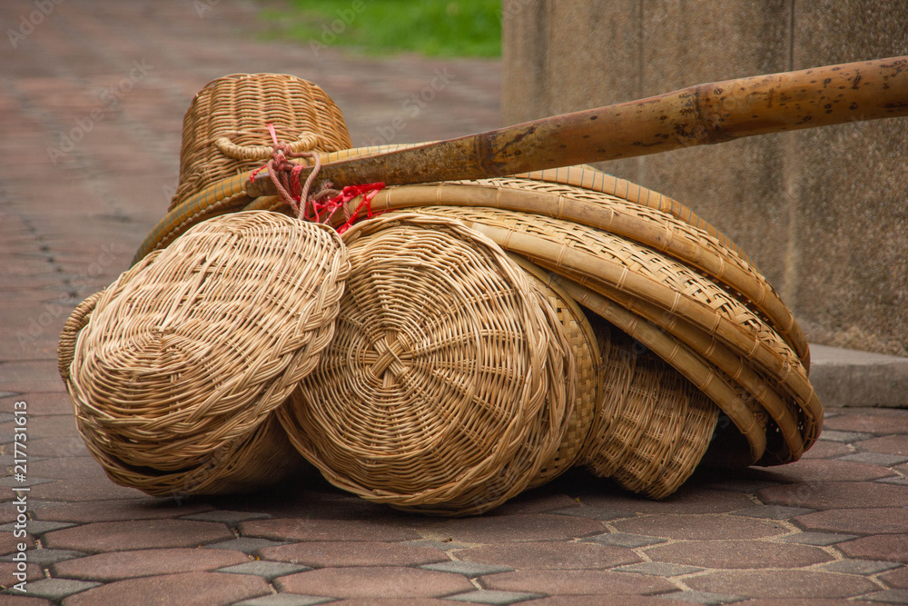 Basket made of natural materials, handcrafted