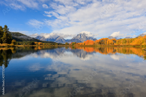 Scenic Reflection Landscape of the Tetons in Autumn © natureguy