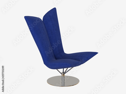Soft blue chair made of fabric 3d rendering