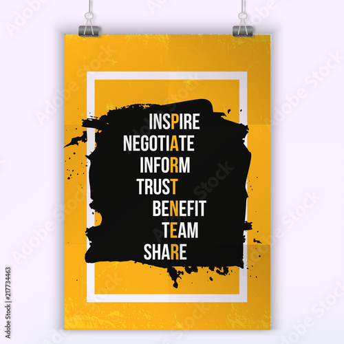 Inspiring motivation quote about Partnership. Vector typography poster and t-shirt design, office decor. Distressed background