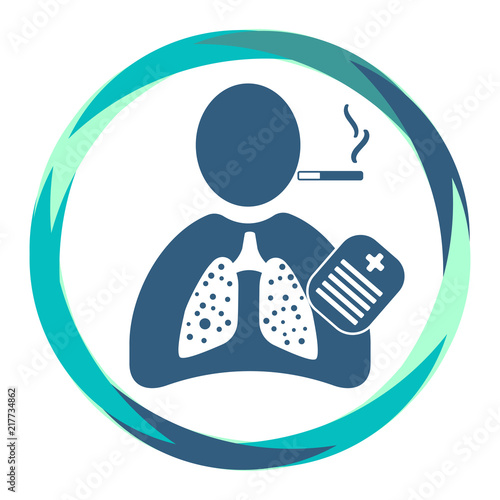 Human icon with cigarette , sick lungs, recipe