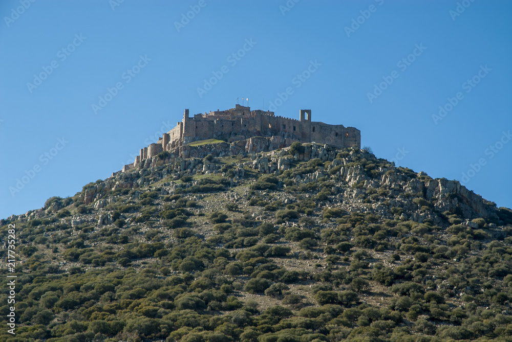 view of the convent - castle of the Calatrava knights in the province of Ciudad Real, Spain.