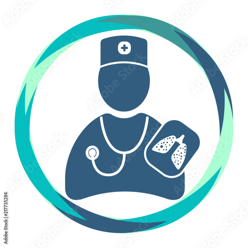 Doctor  with stethoscope tool. sick lungs roentgen