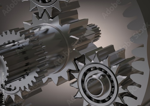 Εκτύπωση καμβά Silvery planetary gear on a gray