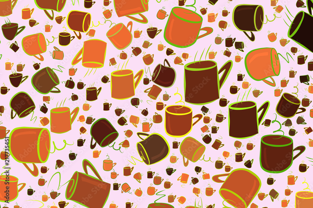 Abstract illustrations of coffee cup, conceptual. Template, canvas, surface & color. Abstract illustrations of coffee cup, conceptual. Template, canvas, surface & color.