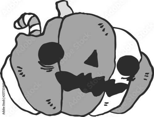 Monochrome Illustration of Halloween pumpkin
