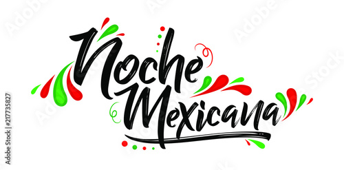 Noche mexicana, Mexican night spanish text, banner vector celebration
