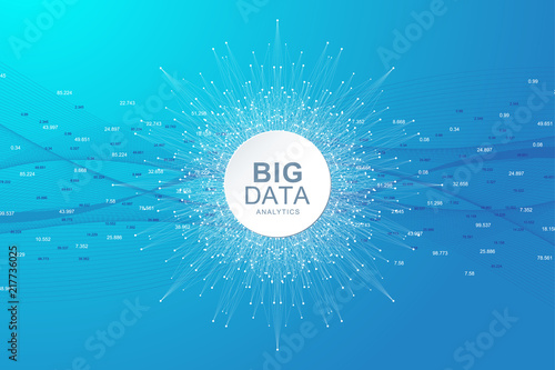 Big data visualization. Graphic abstract background communication. Perspective backdrop visualization. Analytical network complex. Vector illustration.