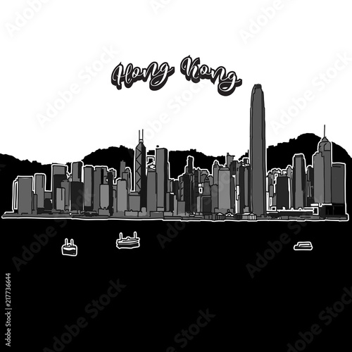 Hong Kong skyline, outline