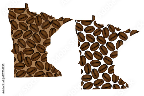 Minnesota (United States of America) -  map of coffee bean, Minnesota map made of coffee beans,