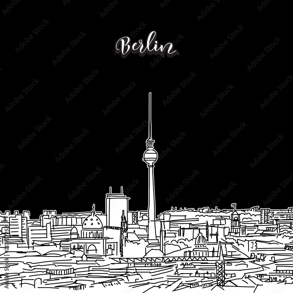 Obraz premium Berlin skyline, outline