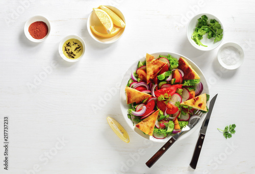 Fattoush salad served for one person