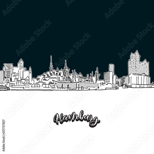 Hamburg skyline, outline