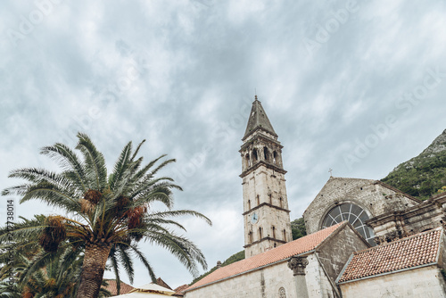 church tower in perast, montenegro.
