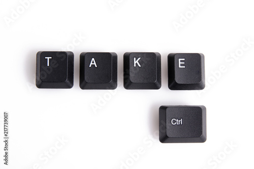 key board letters isolated on a white background spelling take control