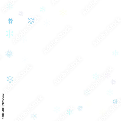 Falling down snow confetti, snowflake vector border. Festive winter, Christmas, New Year sale background. Cold weather, winter storm, scatter texture. Hipster snowfall falling snowflakes cool confetti © graficanto
