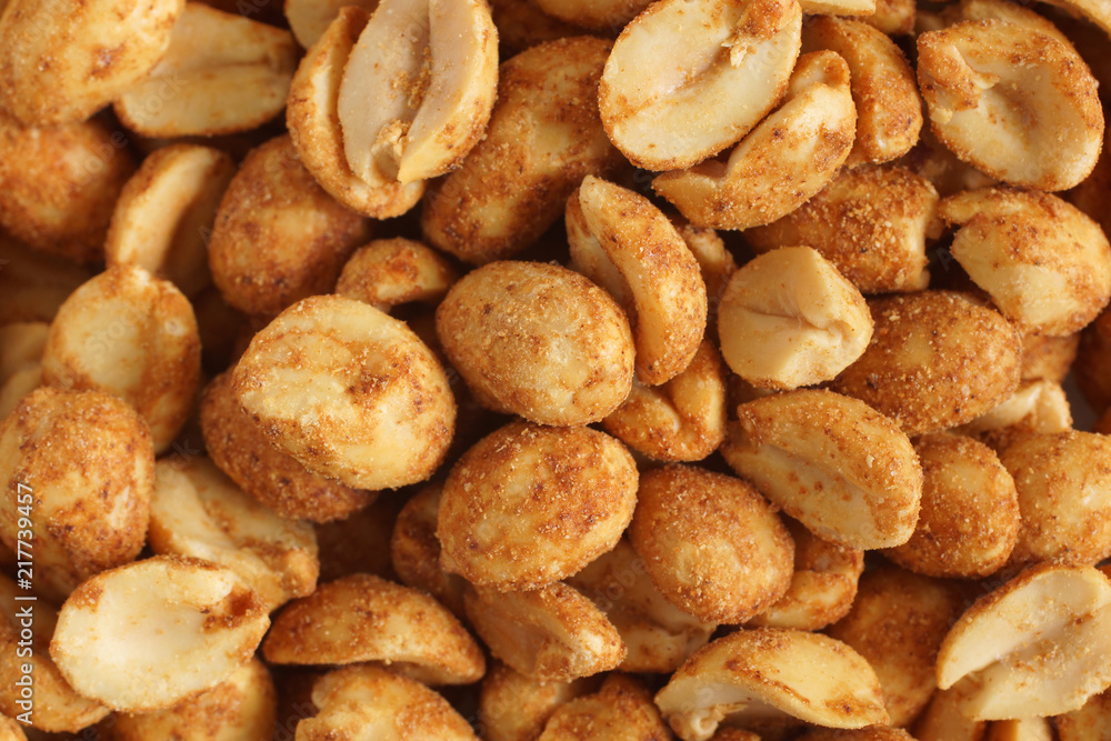 Dry or oven roasted peanuts lightly seasoned eaten as high protein snack